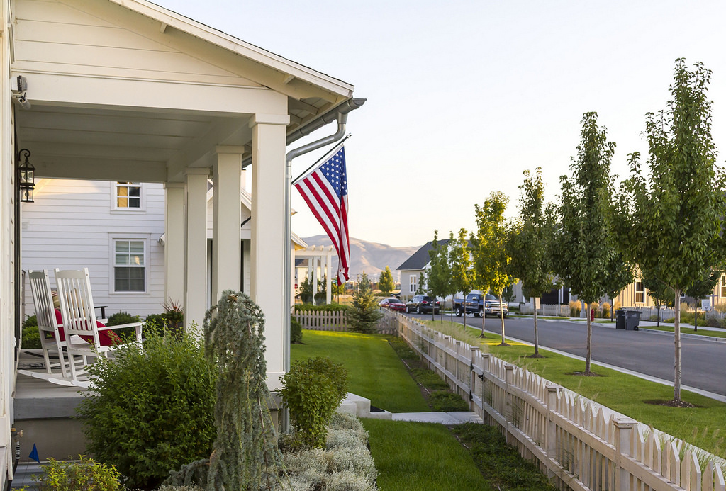 Virginia home with American flag