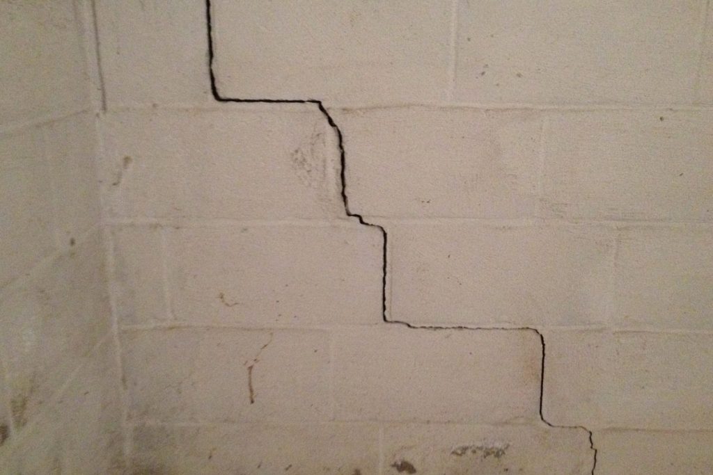 foundation cracks in basement cinder block wall